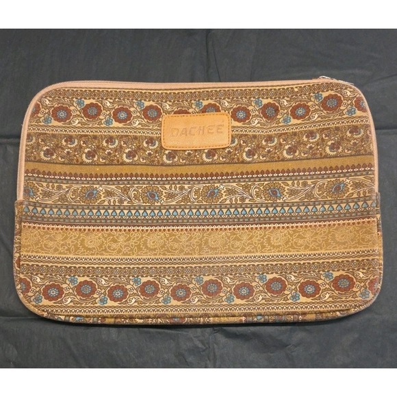 dachee Accessories - Dachee Canvas Laptop Sleeve Case Padded Zipper Cover Boho Floral Stripe